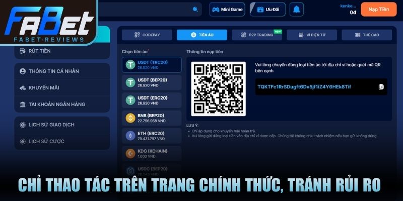 Chỉ thao tác trên trang chính thức, tránh rủi ro bảo mật